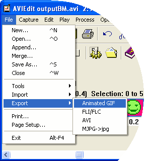 AVIedit Export menu